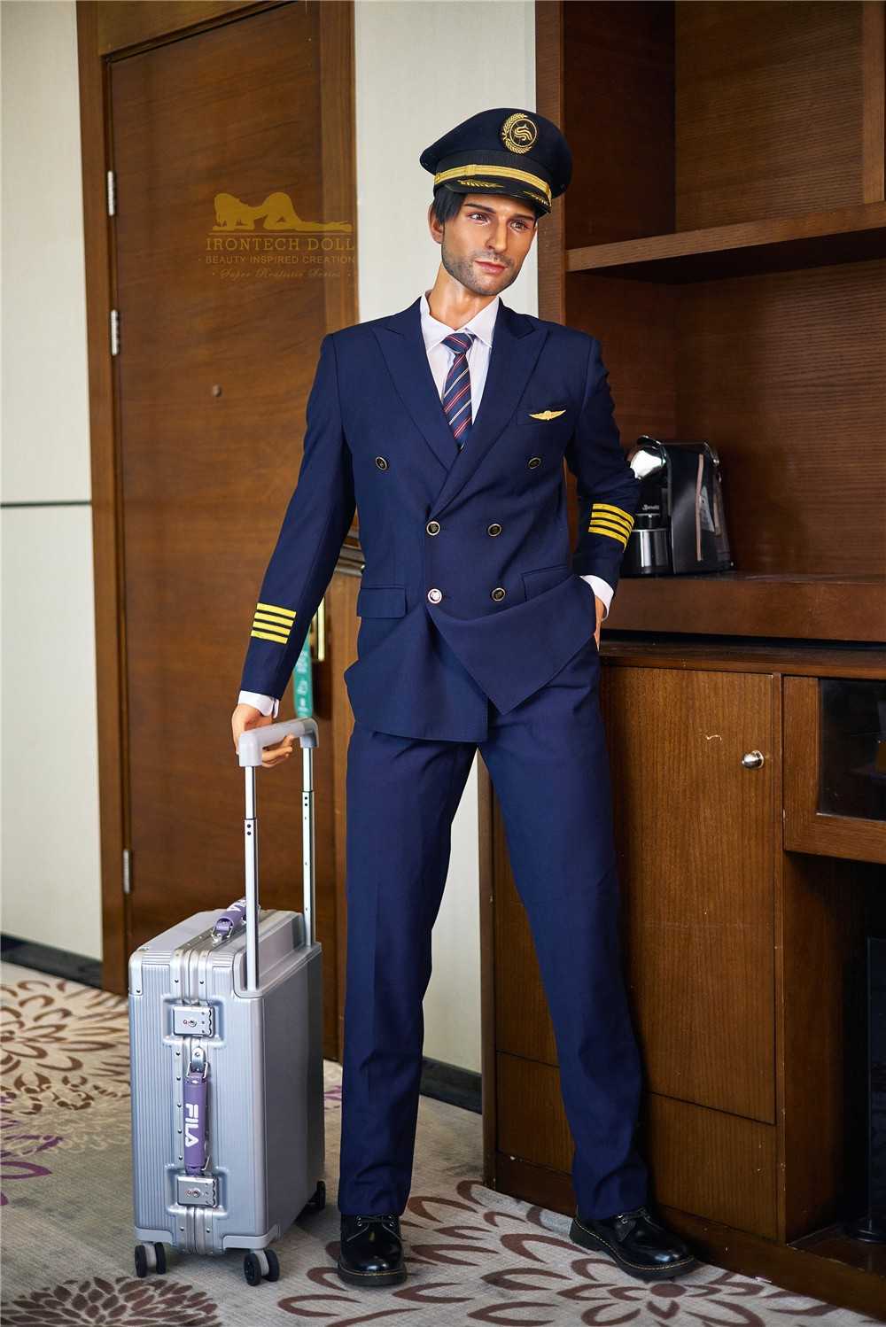 176cm (5ft7') Luxury Airline Pilot Full Size Silicone Male Sex Doll - George