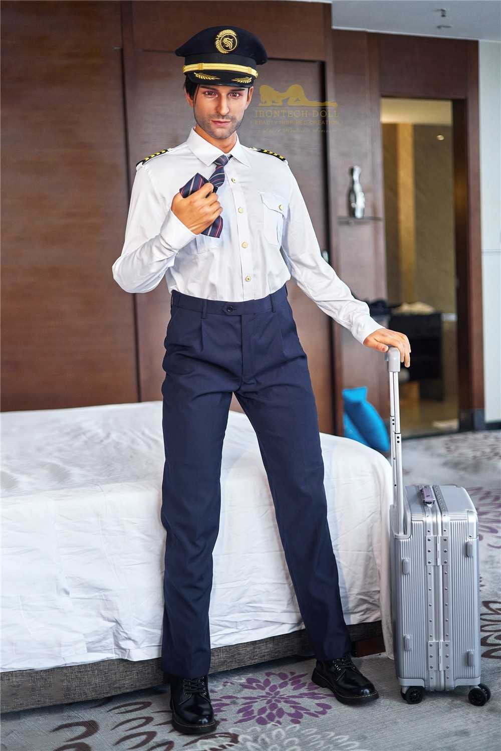 176cm (5ft7') Luxury Airline Pilot Full Size Silicone Male Sex Doll - George