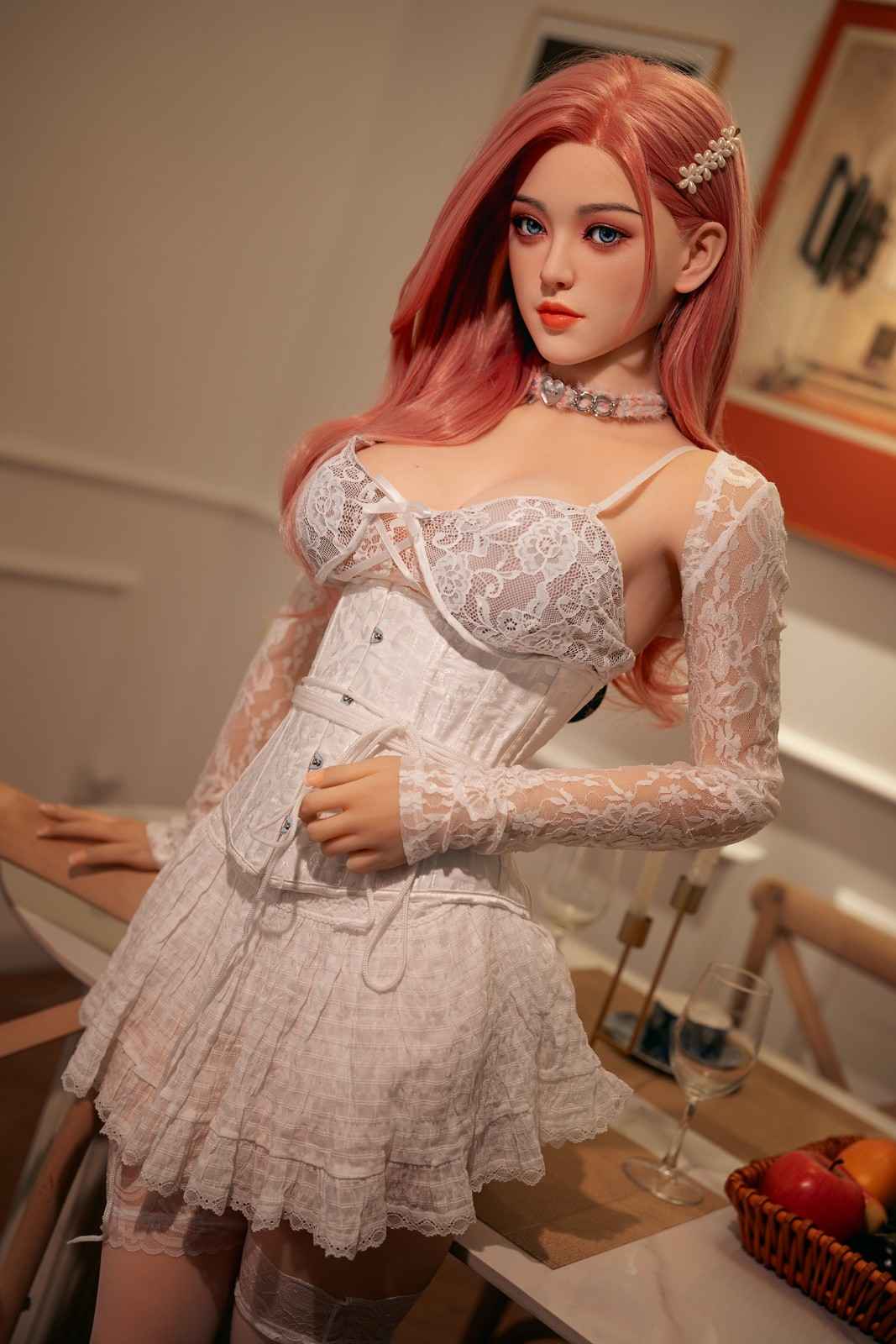 160cm (5'3) C-cup Sex Doll Pink Hair Anime Asian with Silicone Head and TPE body - In Stock | US Only