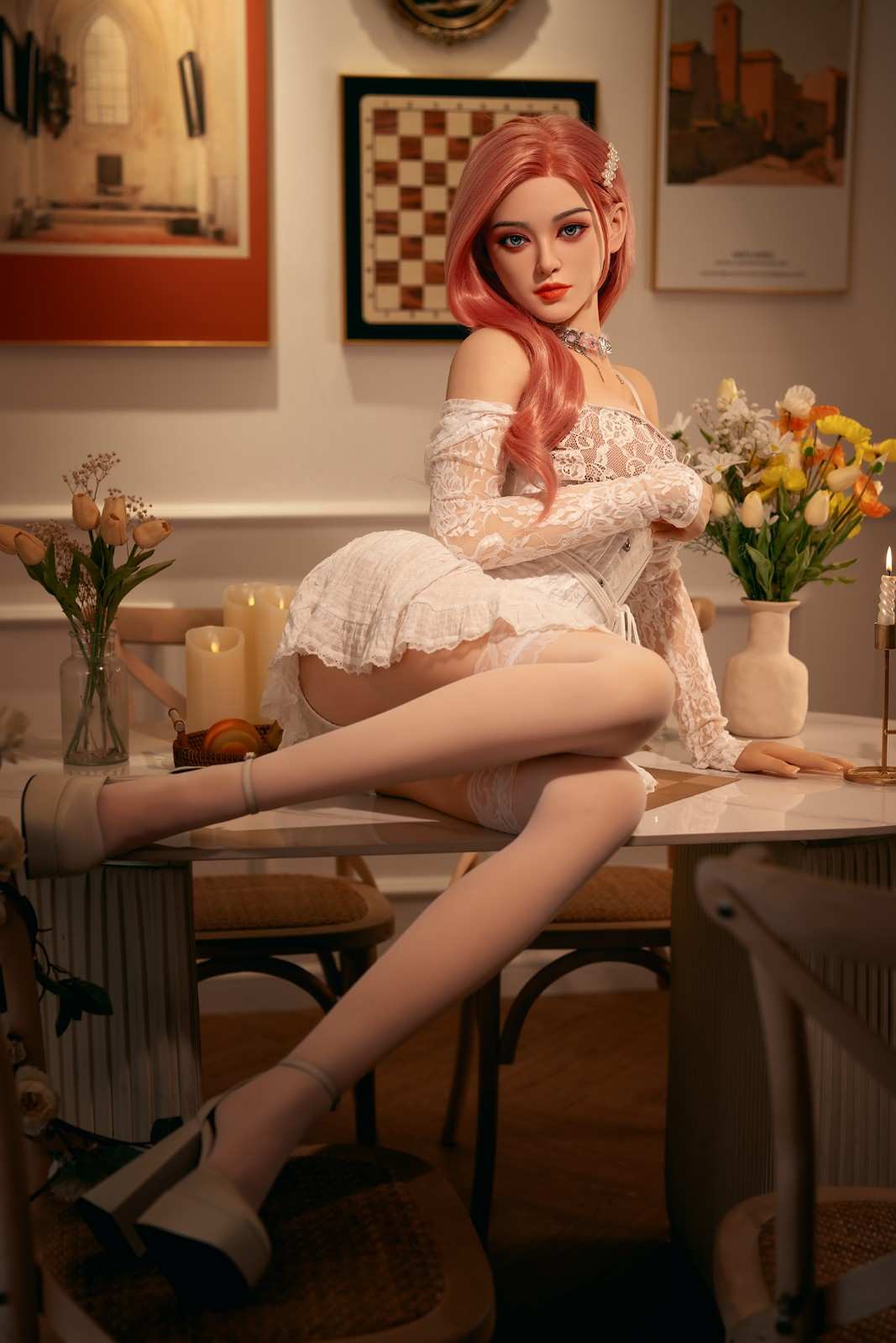 160cm (5'3) C-cup Sex Doll Pink Hair Anime Asian with Silicone Head and TPE body - In Stock | US Only