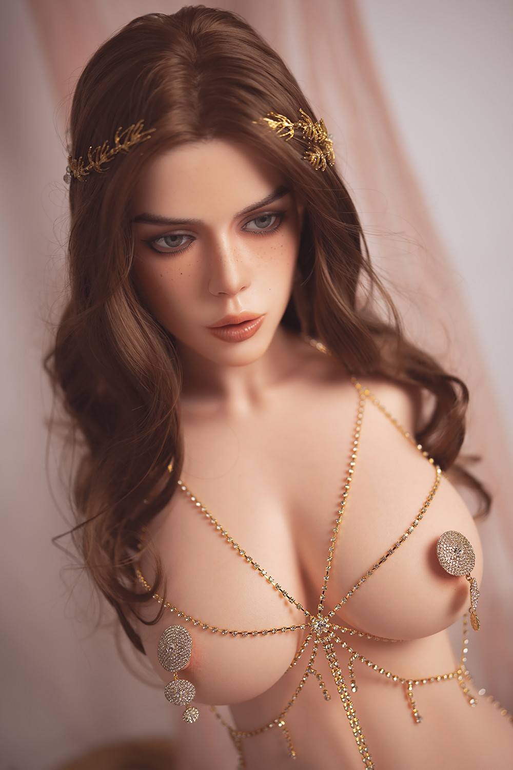 80cm (2ft6") Sensual Brunette Movable Jaw Silicone Sex Torso - In Stock | US Only