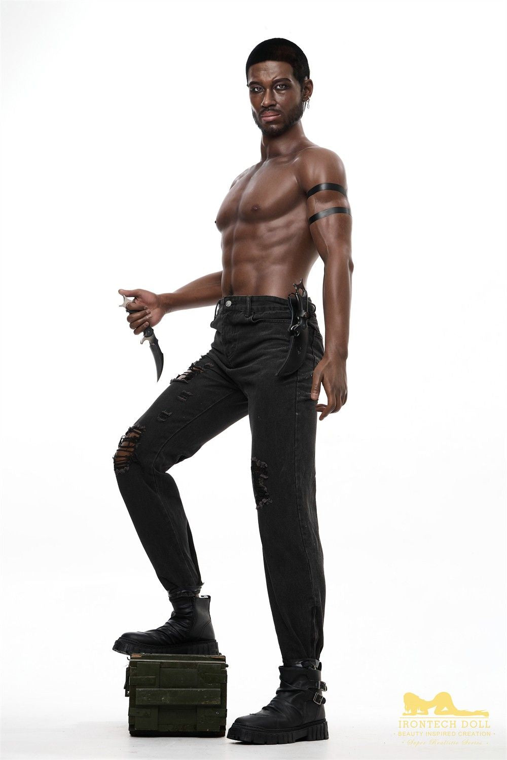 176cm (5ft7') Muscular Ebony Fantasy Silicone Male Sex Doll - Bill