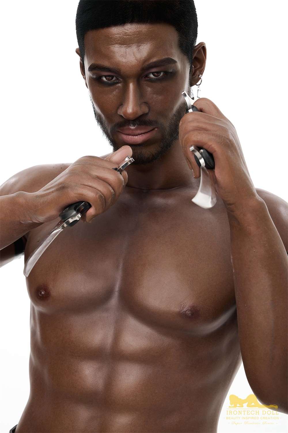 176cm (5ft7') Muscular Ebony Fantasy Silicone Male Sex Doll - Bill