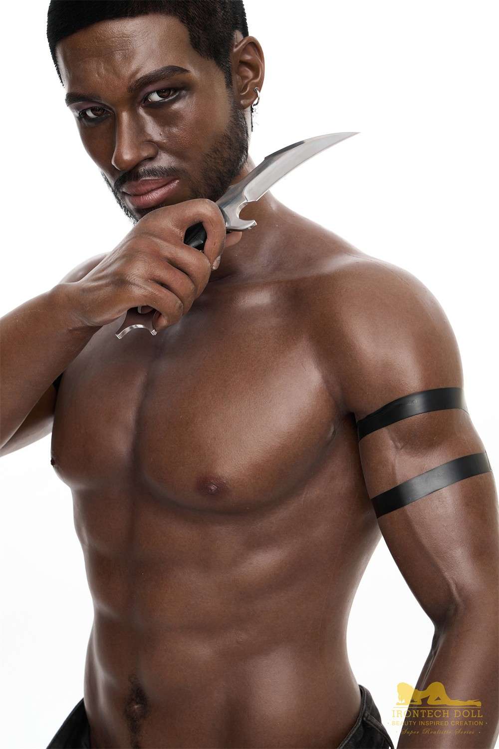 176cm (5ft7') Muscular Ebony Fantasy Silicone Male Sex Doll - Bill