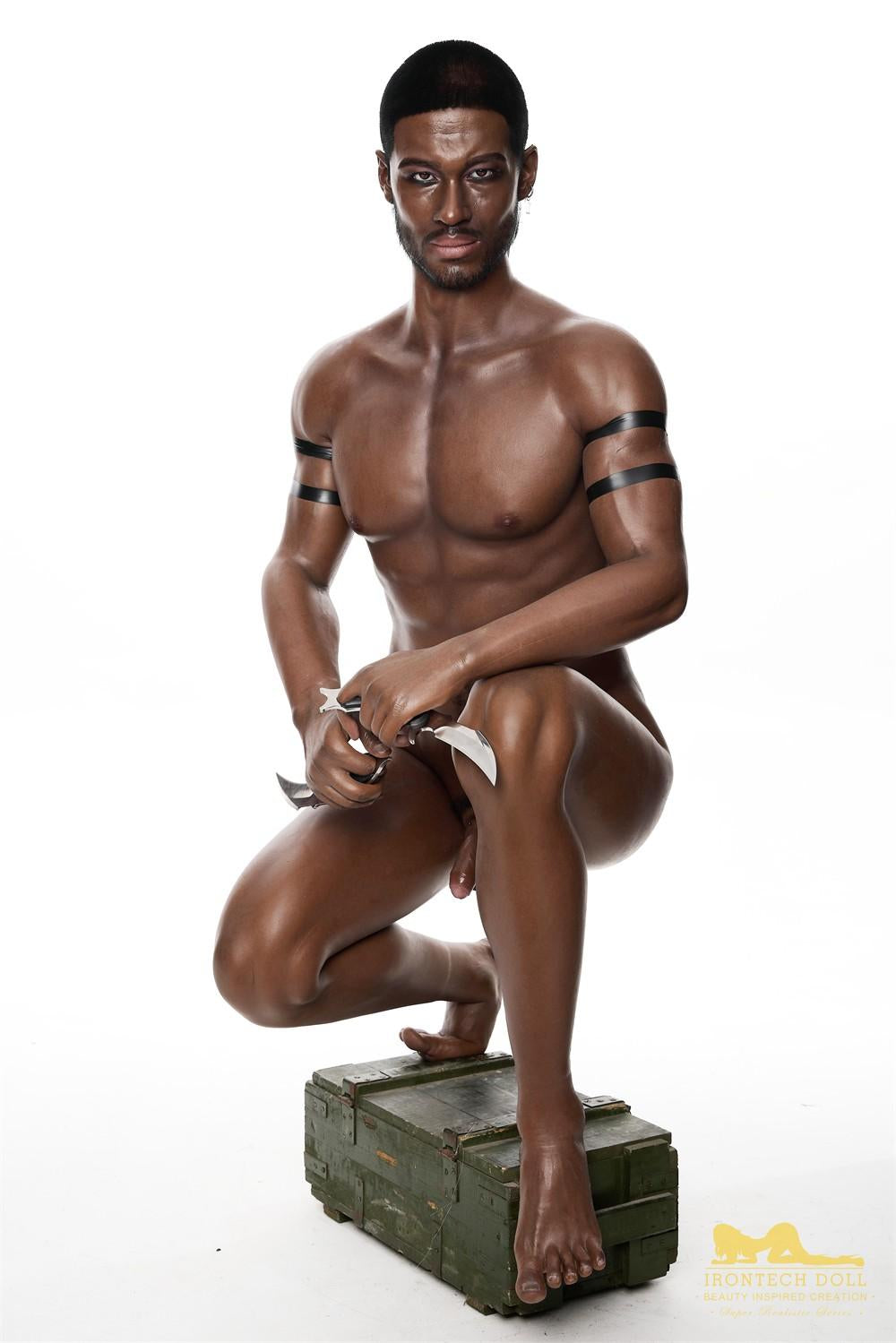 176cm (5ft7') Muscular Ebony Fantasy Silicone Male Sex Doll - Bill
