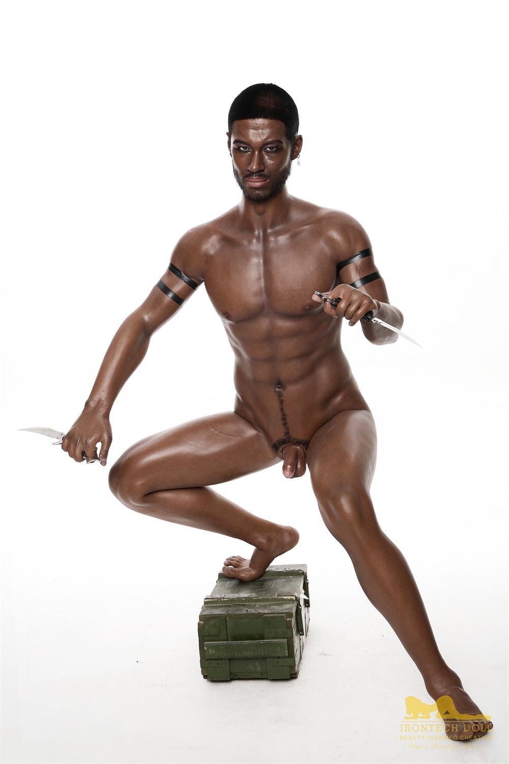 176cm (5ft7') Muscular Ebony Fantasy Silicone Male Sex Doll - Bill