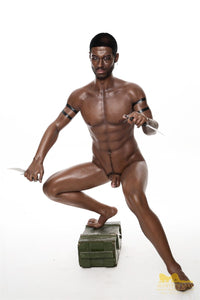176cm (5ft7') Muscular Ebony Fantasy Silicone Male Sex Doll - Bill