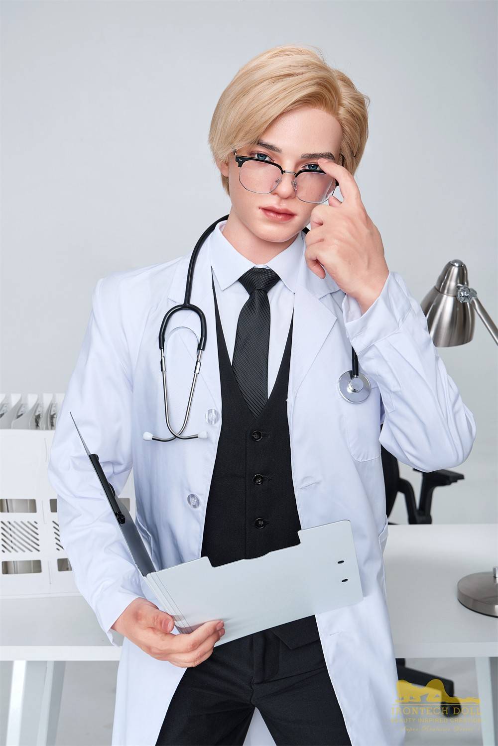 170cm (5ft5") British Silicone Male Sex Doll – Golden-Haired Fantasy Doctor - Lucas