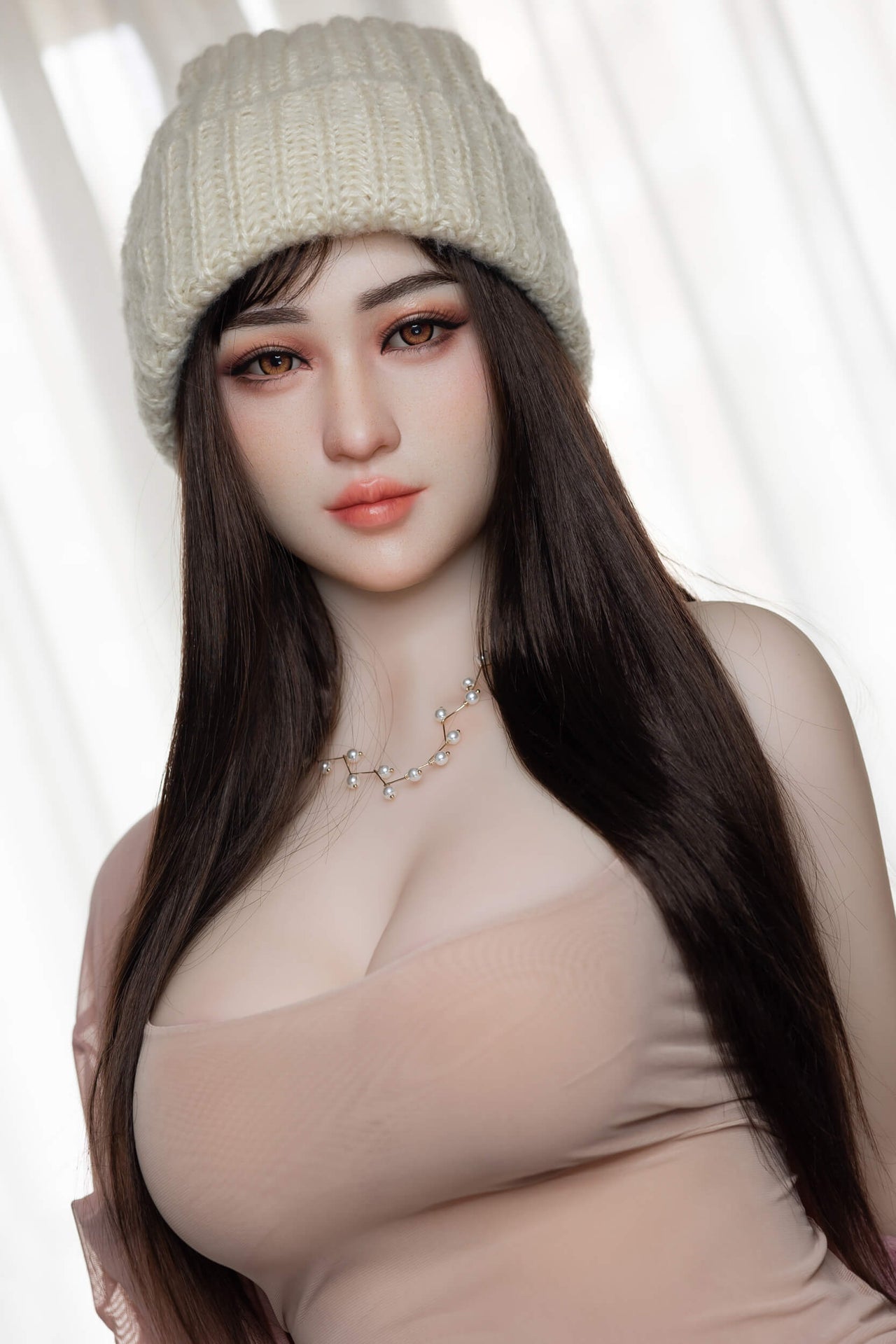 158cm (5ft1") Elegant Hybrid Sex Doll Head #01 with Implanted Hair - Olivia