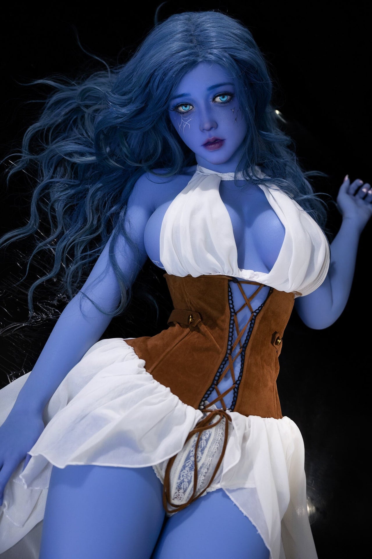 AIBEI 160cm (5ft2") Witch Blue Skin TPE Sex Doll Head #225 - Elowen
