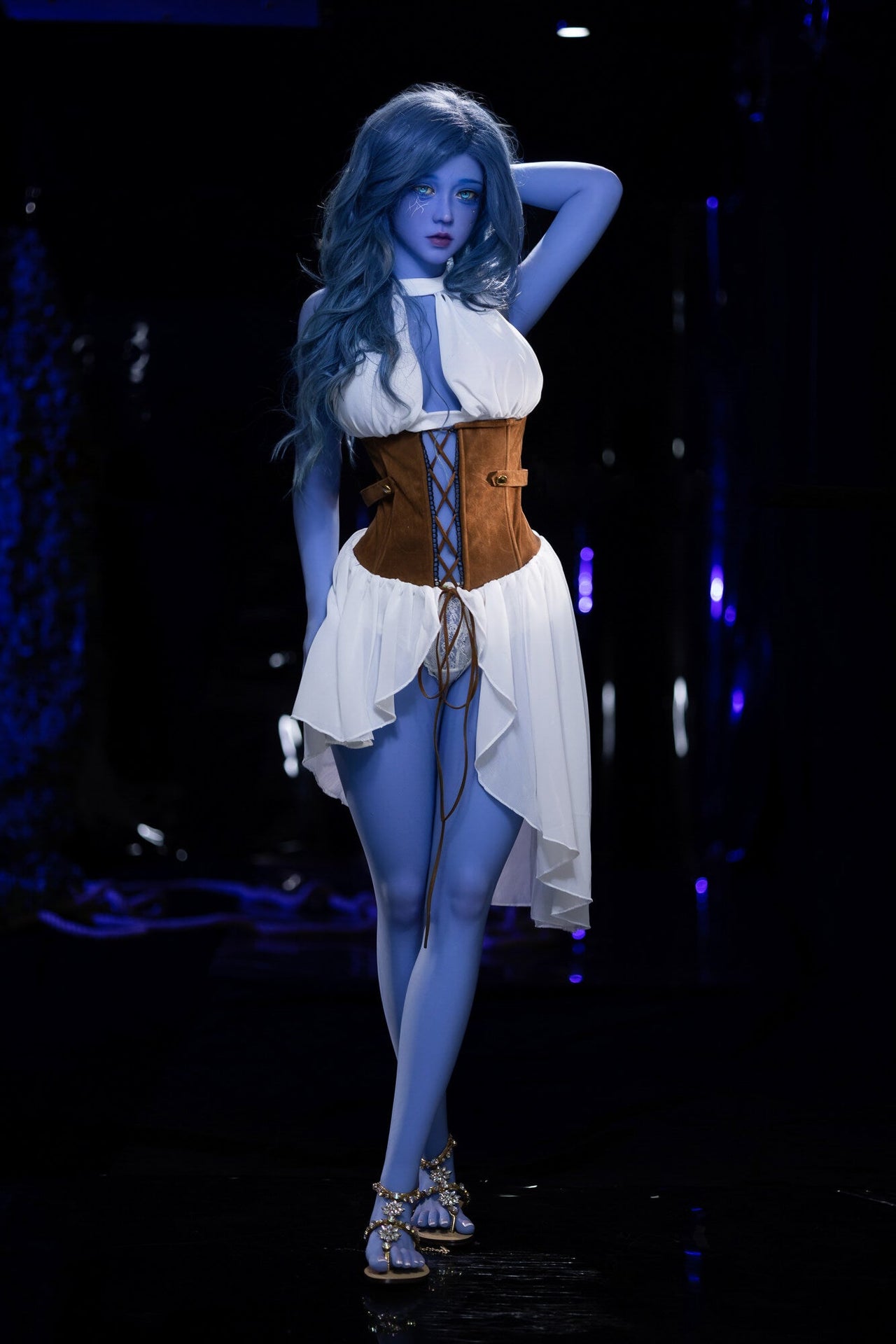AIBEI 160cm (5ft2") Witch Blue Skin TPE Sex Doll Head #225 - Elowen