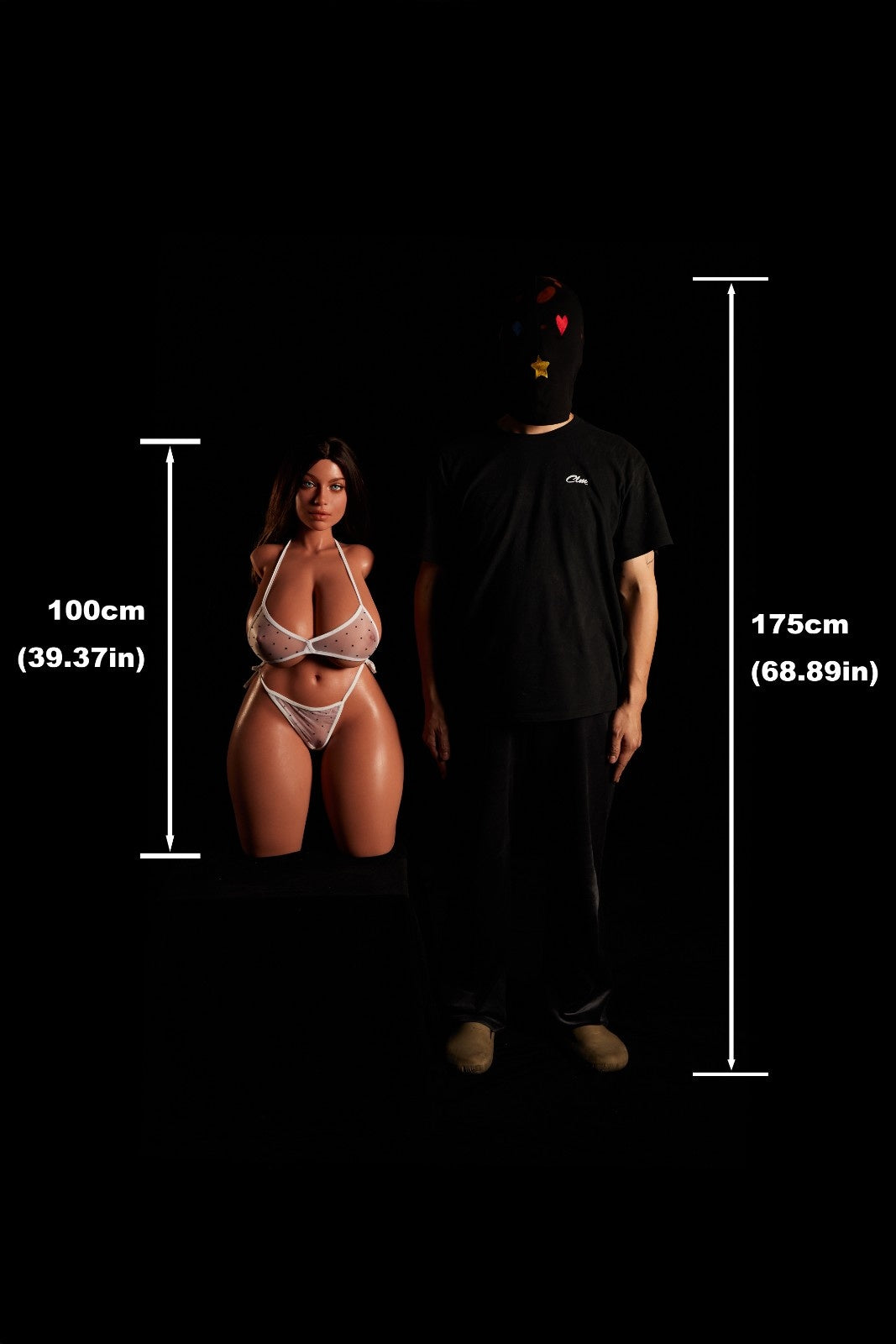 CLM 100cm (3ft2") Brunette BBW Sex Doll Torso Full Silicone - K-cup - Hazel