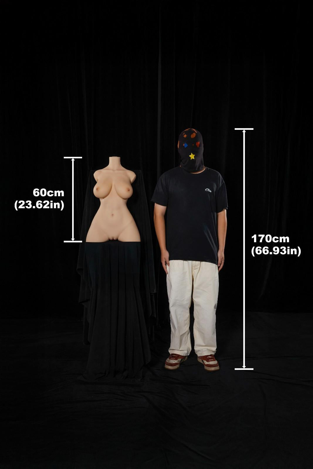 CLM 60cm (1ft9") Natural Skin Silicone Sex Doll Torso - E-cup