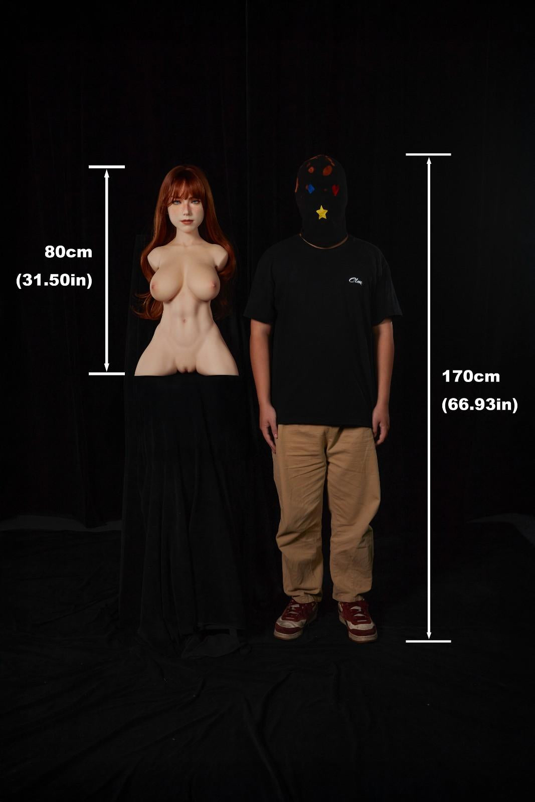 CLM 80cm (2ft6") Sensual Redhead Silicone Sex Doll Torso - F-cup - Livia