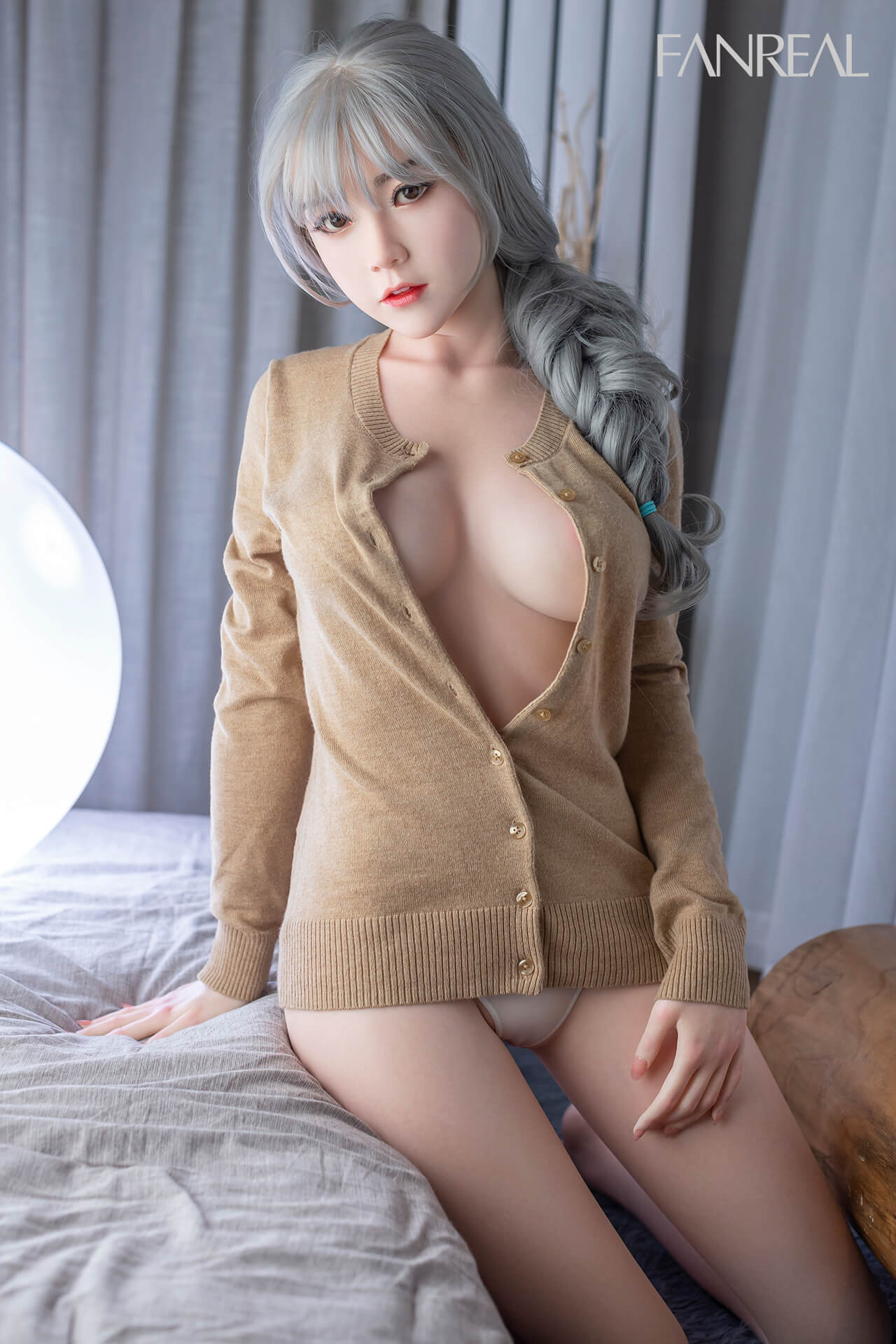 Fanreal 157cm (5ft1") Asian Gray Hair Silicone Sex Doll - D-Cup - Qian