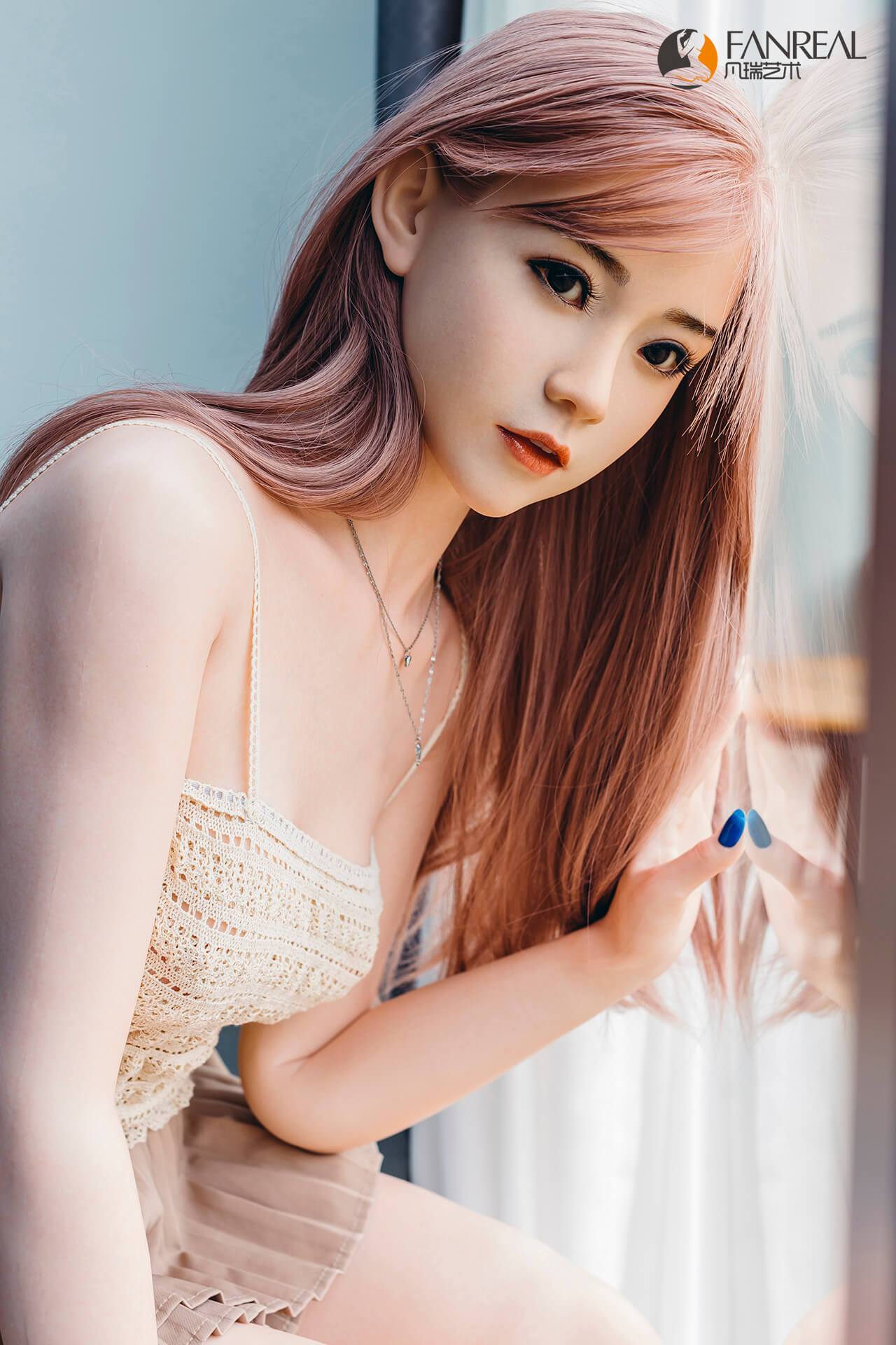 Fanreal 158cm (5ft1") Exotic Pink Hair Silicone Sex Love Doll - B-Cup - Qian