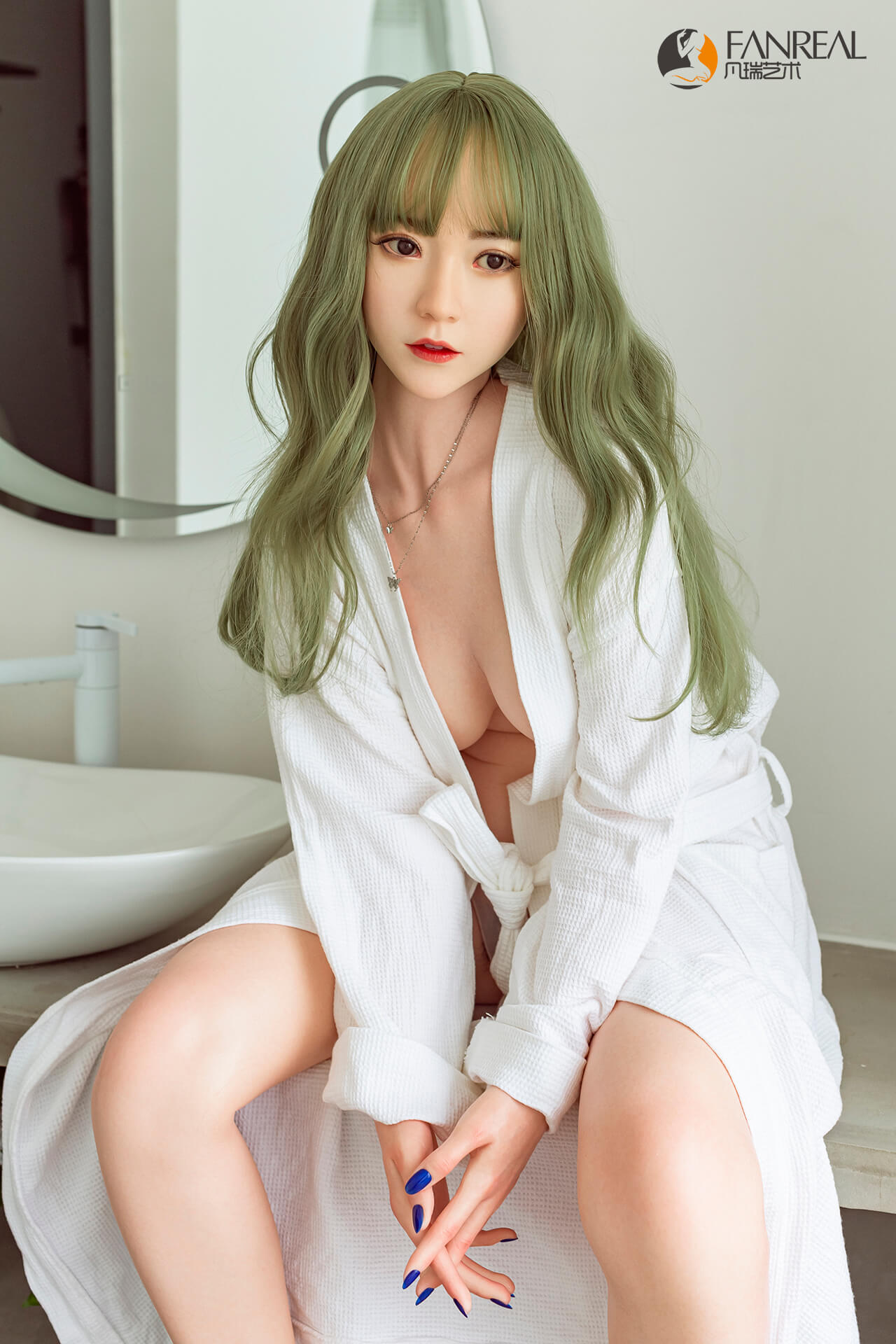 Fanreal 158cm (5ft1") Green Hair Silicone Sex Doll - B-Cup - Qian