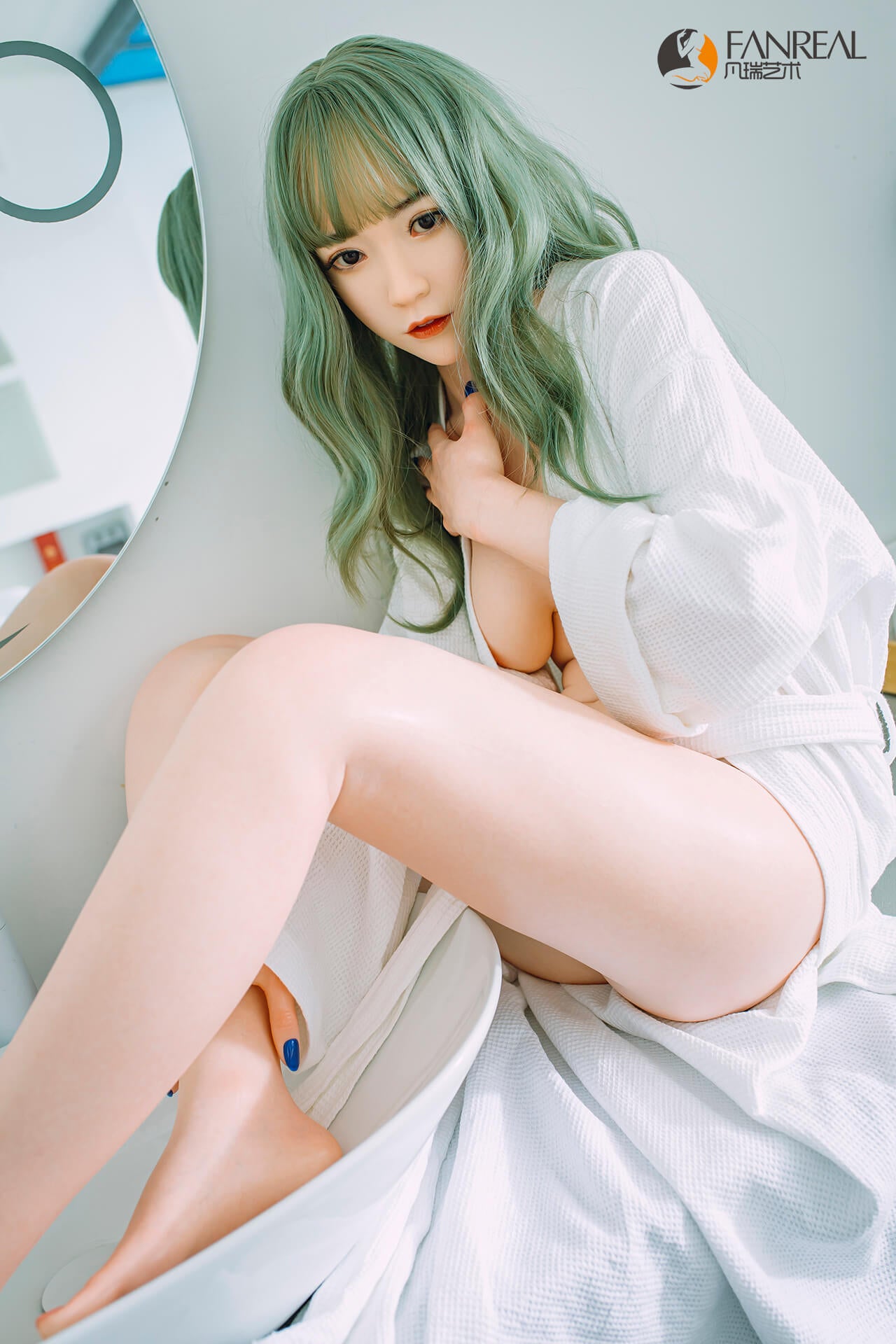 Fanreal 158cm (5ft1") Green Hair Silicone Sex Doll - B-Cup - Qian