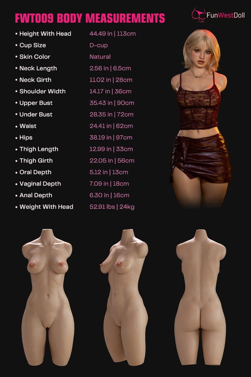 FunWest Doll 113cm (3ft8") Blonde Realistic Silicone Torso - #054SJ - Lyra