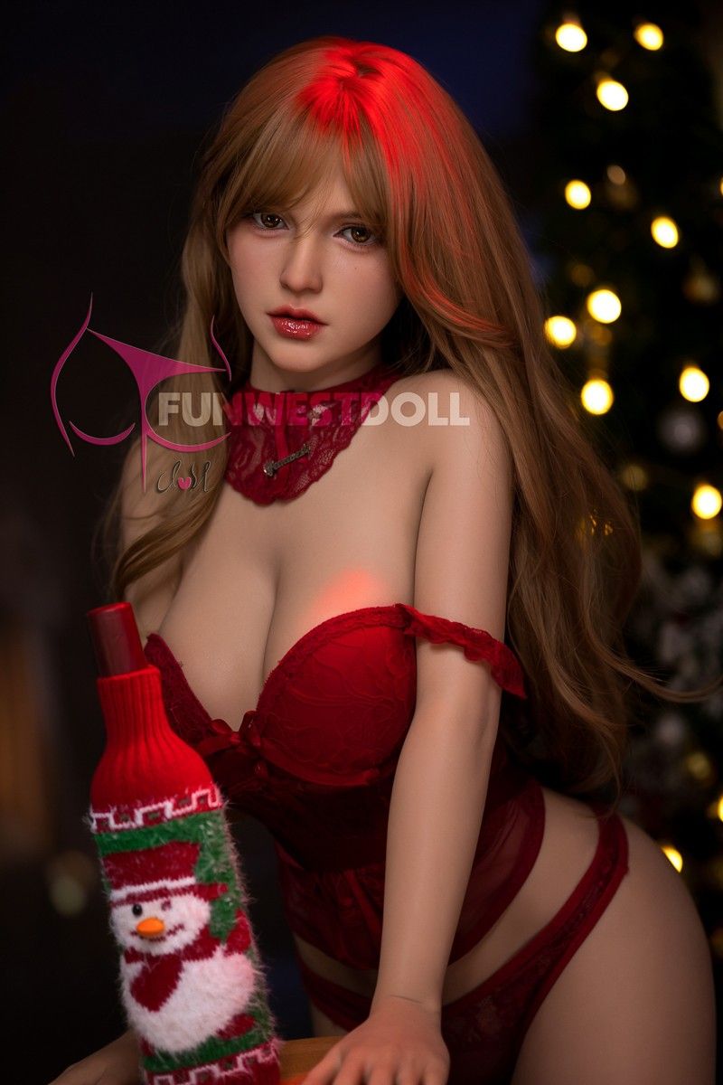 FunWest Doll 155cm (5ft1”) Blonde Bombshell TPE Sex Doll in Elegant Red Lingerie- F-Cup - Bella - In Stock | EU Only
