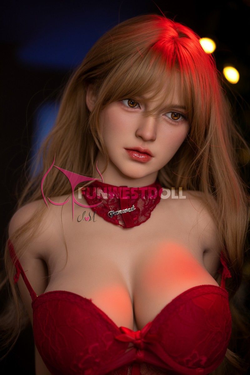 FunWest Doll 155cm (5ft1”) Blonde Bombshell TPE Sex Doll in Elegant Red Lingerie- F-Cup - Bella - In Stock | EU Only