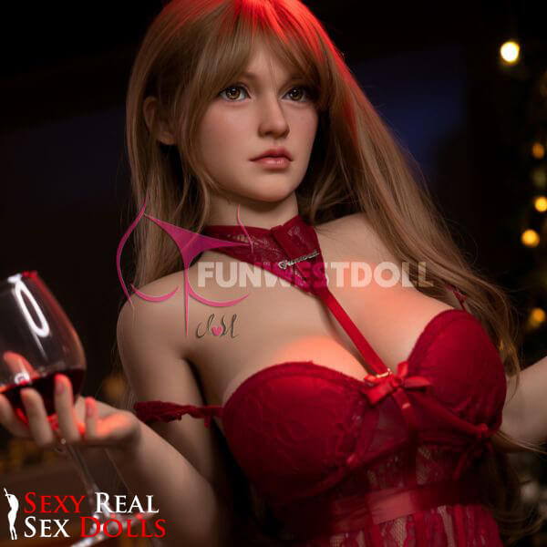 155cm (5ft1') F-Cup Blonde TPE Sex Doll in Elegant Red Lingerie [In Stock USA] - Bella, FunWest Doll, , Sexy Real Sex Dolls