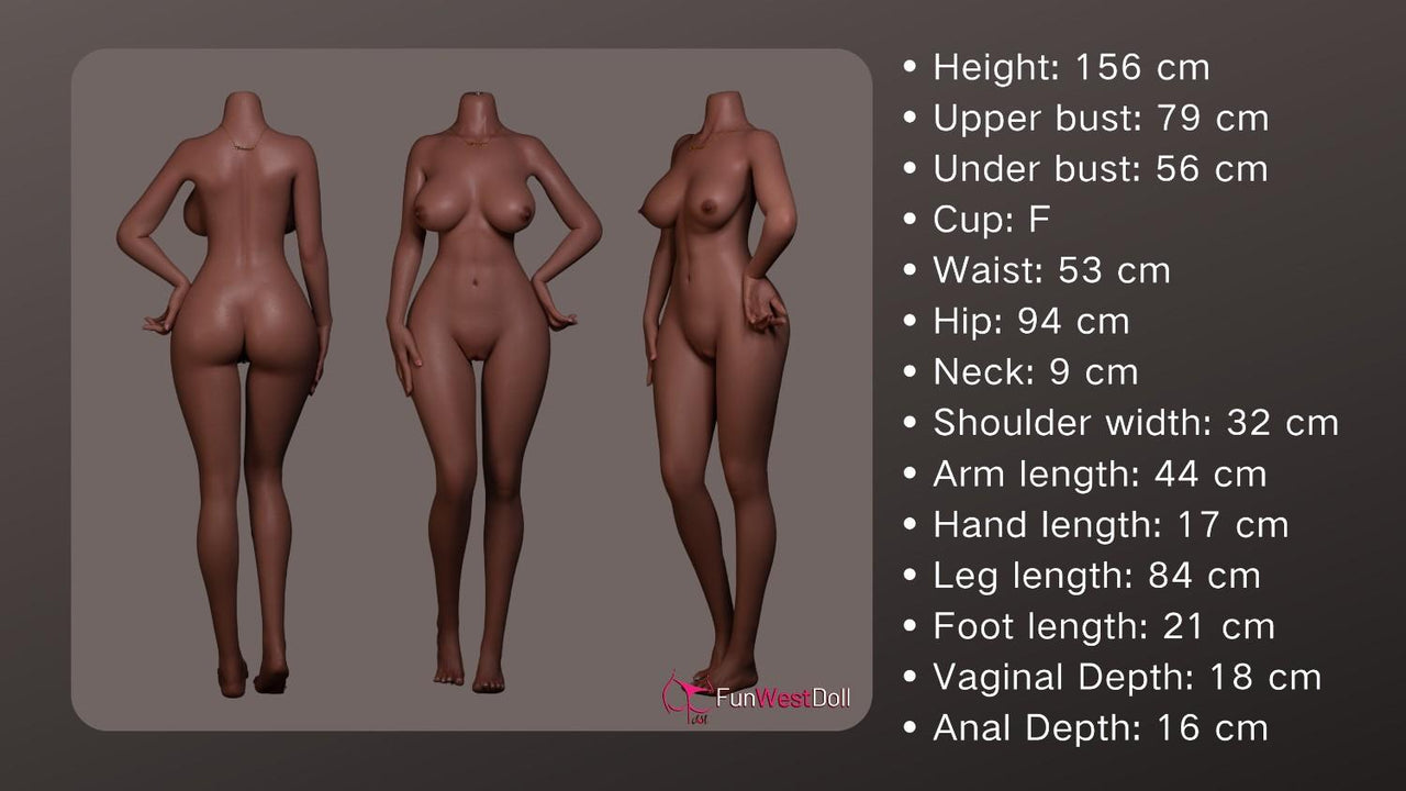 FunWest Doll 156cm (5f1') F-Cup Brunnette Real Silicone Sex Doll - Bella