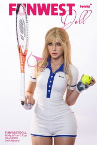 FunWest Doll 157cm (5ft2') C-Cup Tennis Player TPE Sex Doll with Small Boobs - Elina