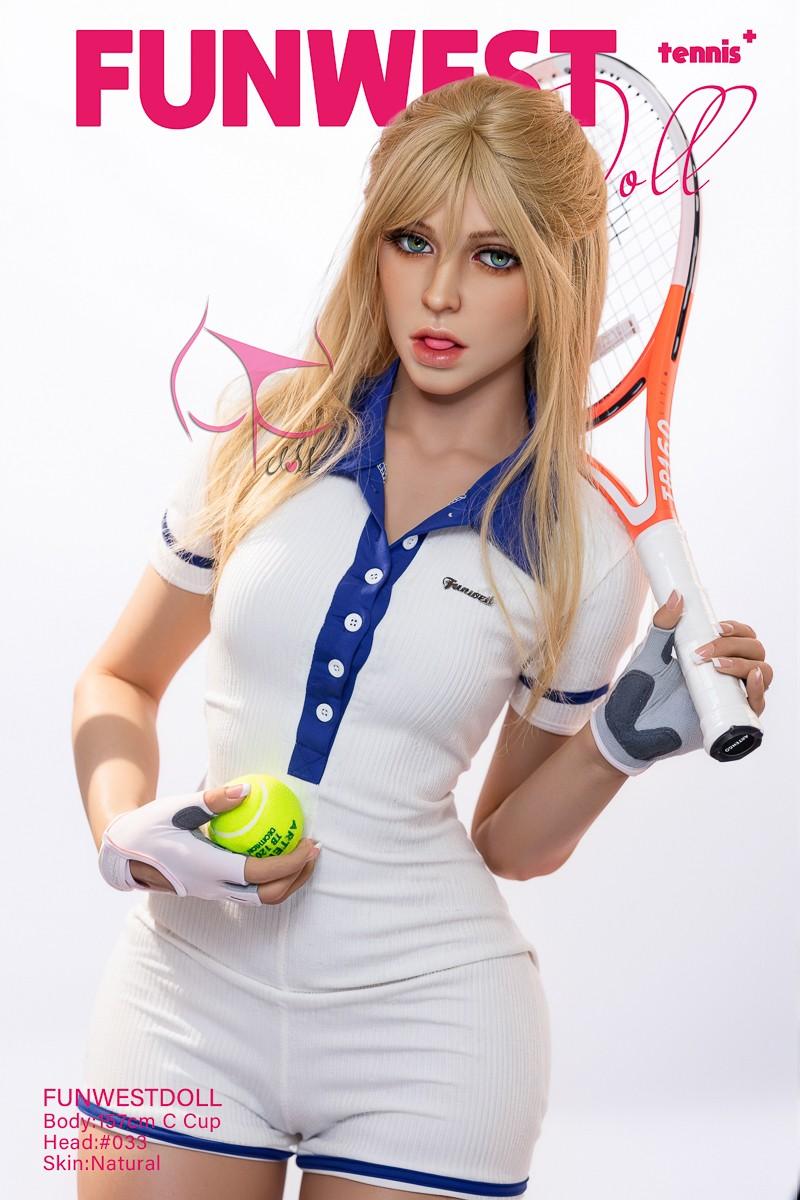 FunWest Doll 157cm (5ft2') C-Cup Tennis Player TPE Sex Doll with Small Boobs - Elina