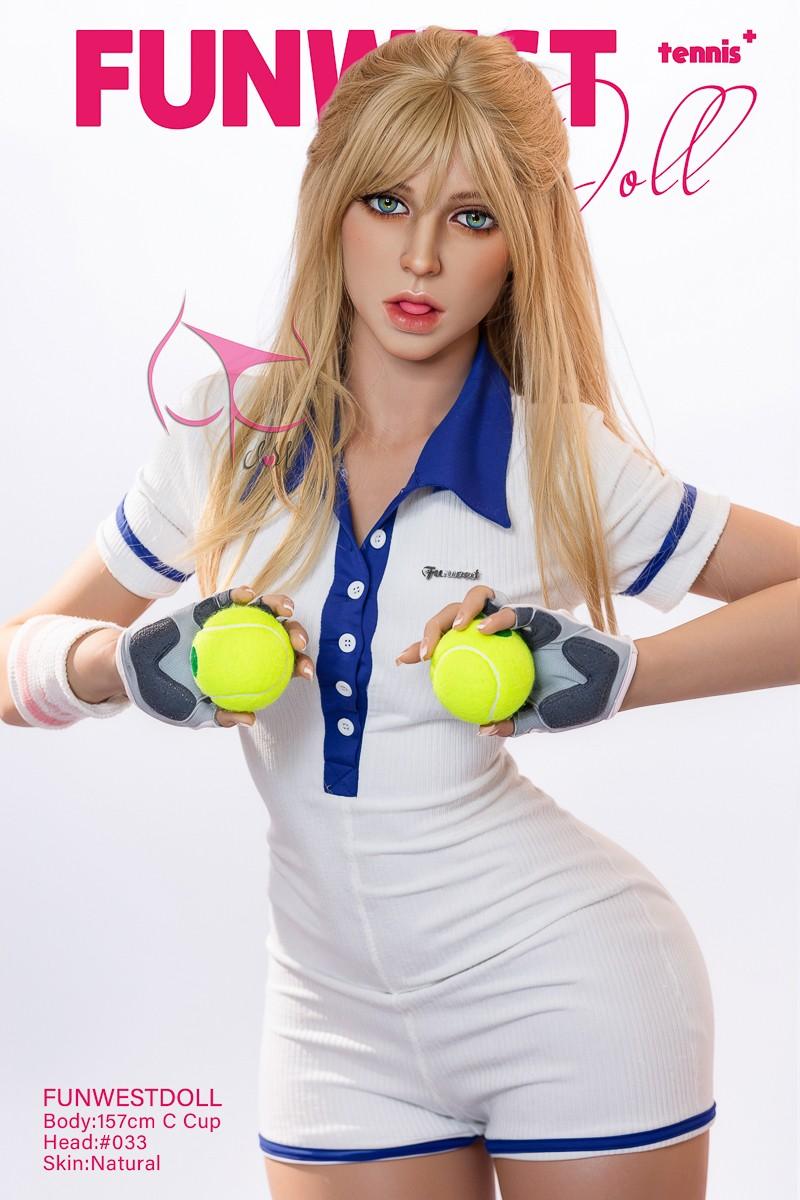 FunWest Doll 157cm (5ft2') C-Cup Tennis Player TPE Sex Doll with Small Boobs - Elina