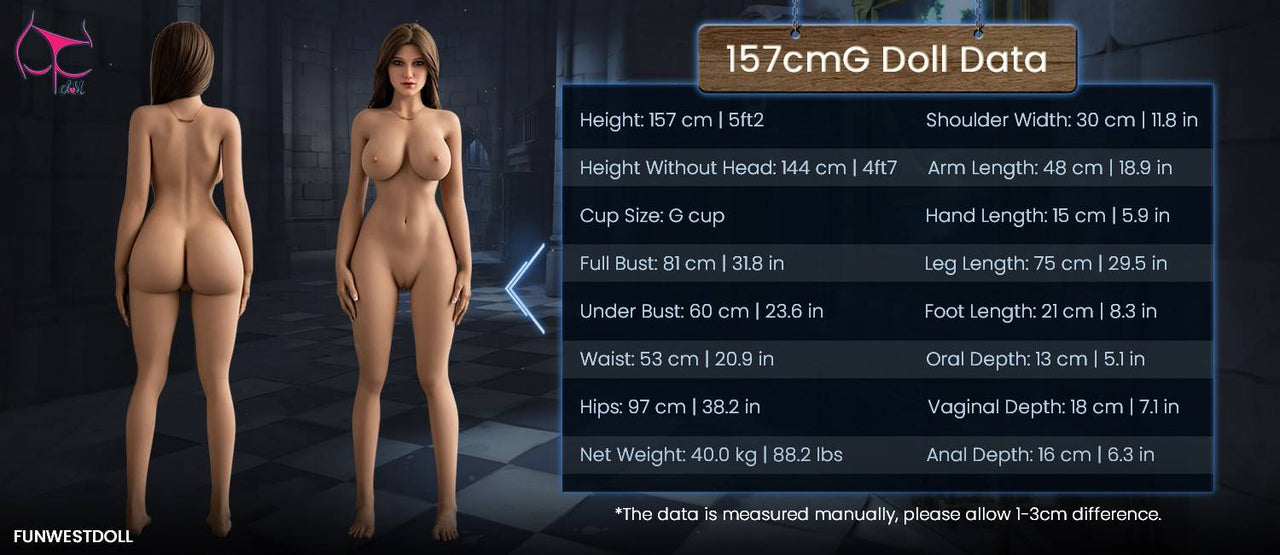 FunWest Doll 157cm (5ft2') G-Cup Real Life Sex Doll with Big Round Butt - Skylar