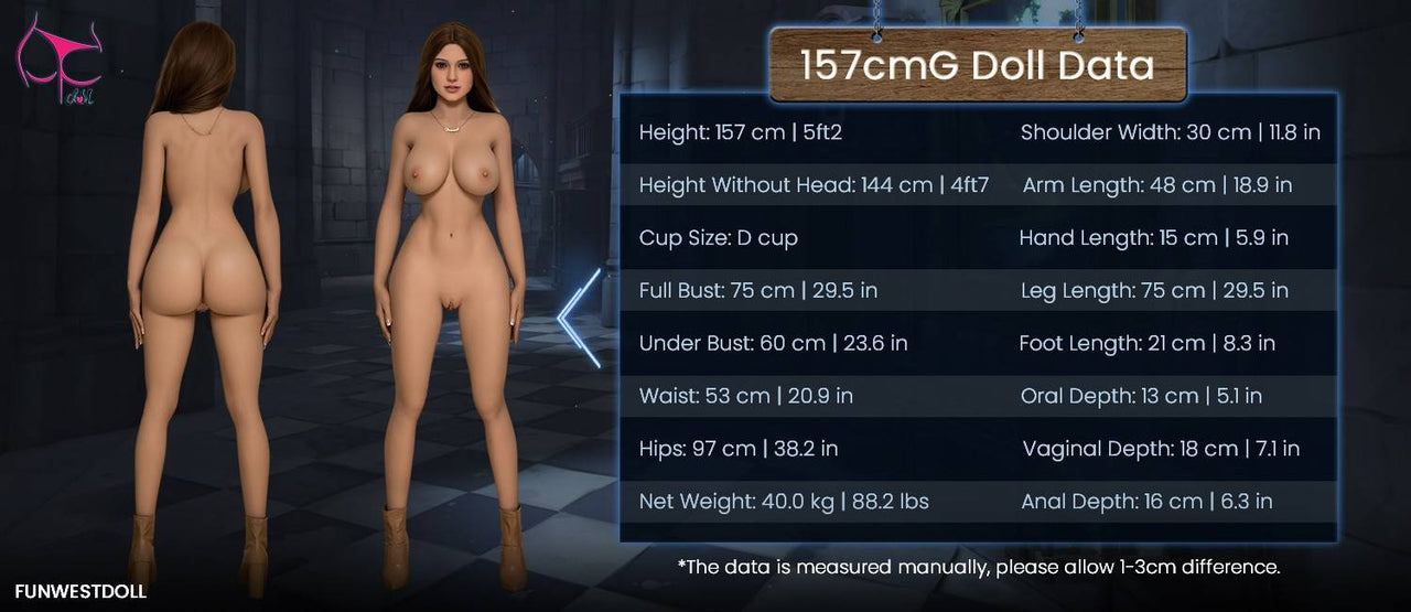 FunWest Doll 157cm (5ft2') G-Cup Sex Toys For Men TPE Sex Doll - Rose