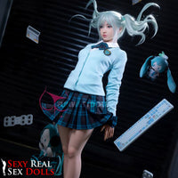 159cm (5ft2') A-Cup Anime Cosplay Silicone Sex Doll - Sky Blue Hair [In Stock USA] - Amy, FunWest Doll, , Sexy Real Sex Dolls