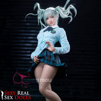 159cm (5ft2') A-Cup Anime Cosplay Silicone Sex Doll - Sky Blue Hair [In Stock USA] - Amy, FunWest Doll, , Sexy Real Sex Dolls
