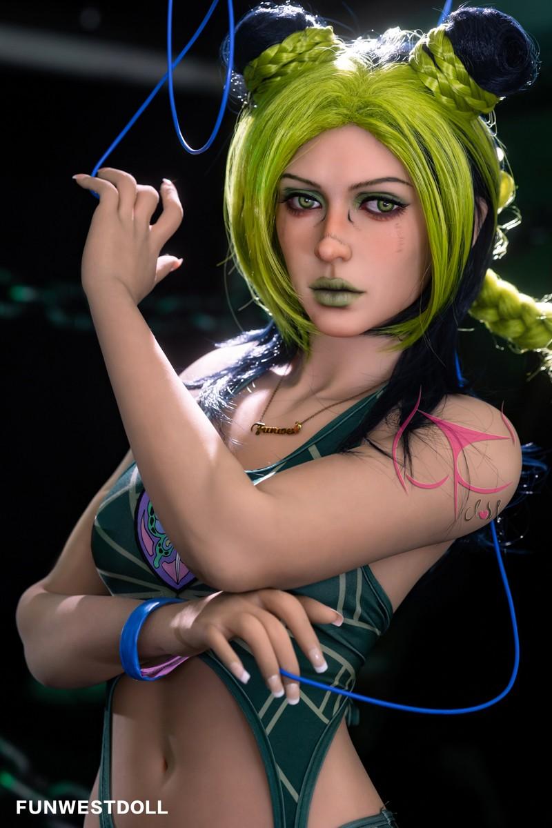 FunWest Doll 159cm (5ft2') A-Cup Green Hair Small Boobs Real Doll Sex Doll - Elina