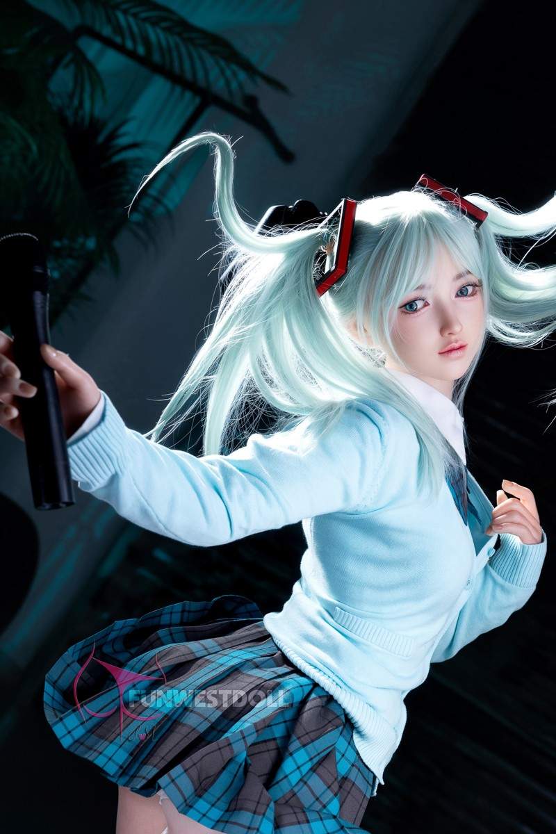 FunWest Doll 159cm (5ft2") Anime Cosplay Silicone Sex Doll - Sky Blue Hair - A-Cup - Amy - In Stock | EU Only