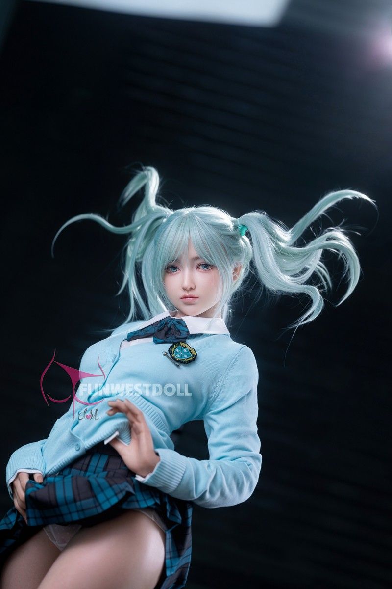 FunWest Doll 159cm (5ft2") Anime Cosplay Silicone Sex Doll - Sky Blue Hair - A-Cup - Amy - In Stock | EU Only