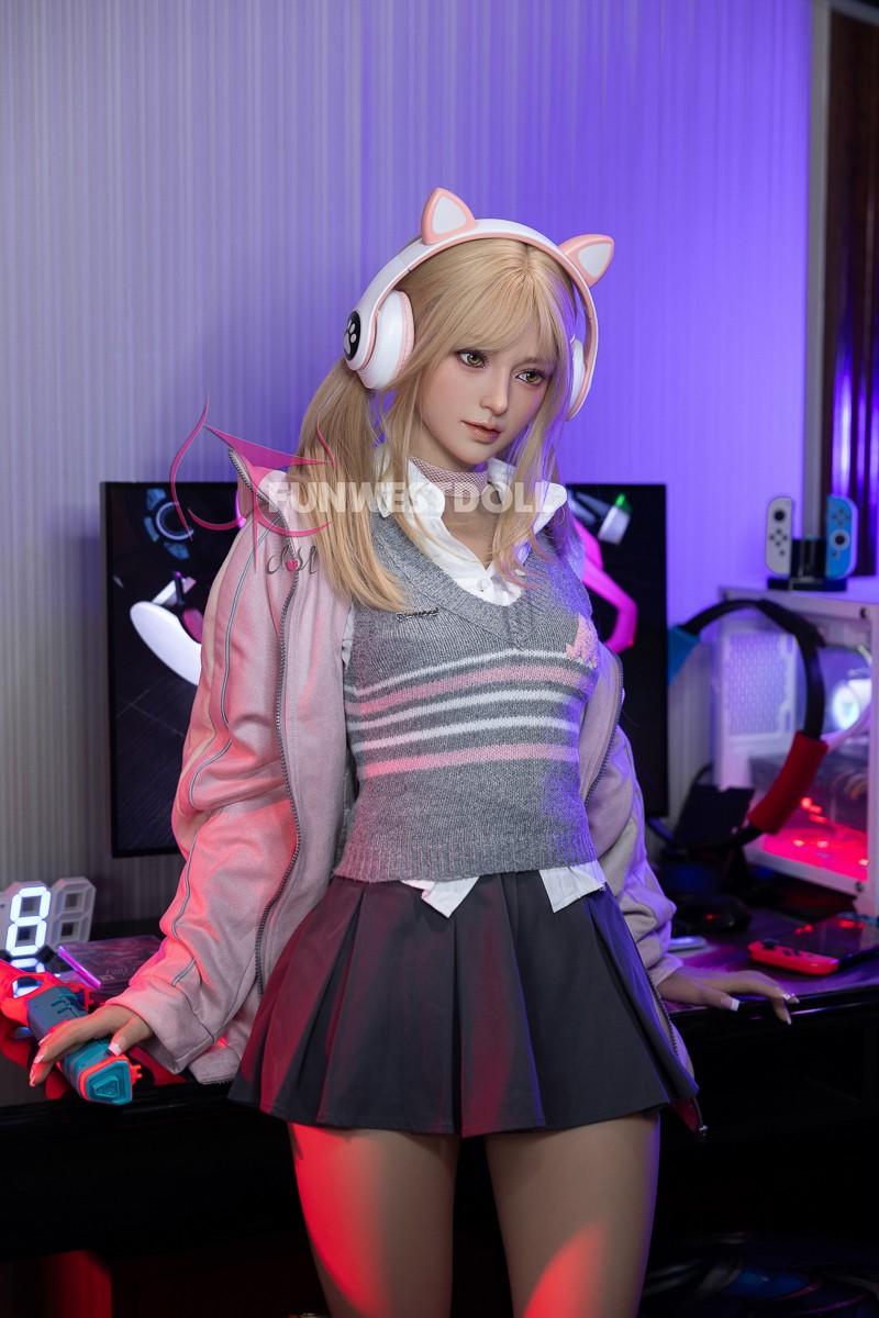 FunWest Doll 159cm (5ft2") Blonde Gamer TPE Sex Doll – Exquisite Asian - A-Cup - In Stock | US Only