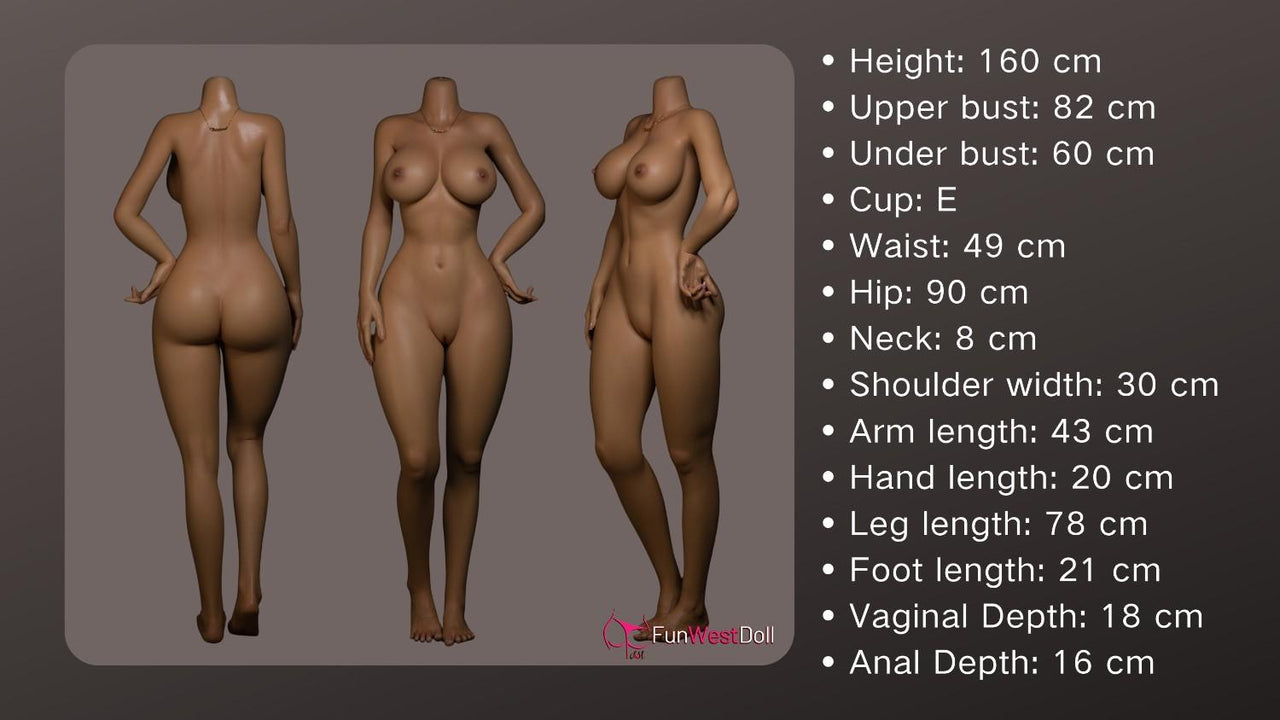 FunWest Doll 160cm (5f3') E-Cup Creepy Silicone Sex Doll with Curvy Body - Lily