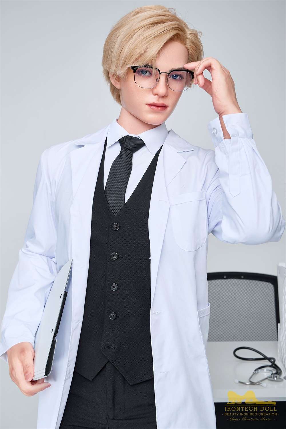 IronTech 170cm (5ft5") British Silicone Male Sex Doll – Golden-Haired Fantasy Doctor - Lucas