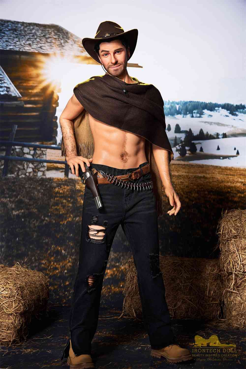 IronTech 170cm (5ft5') Sensual Cowboy Realistic Silicone Male Sex Doll - Allen
