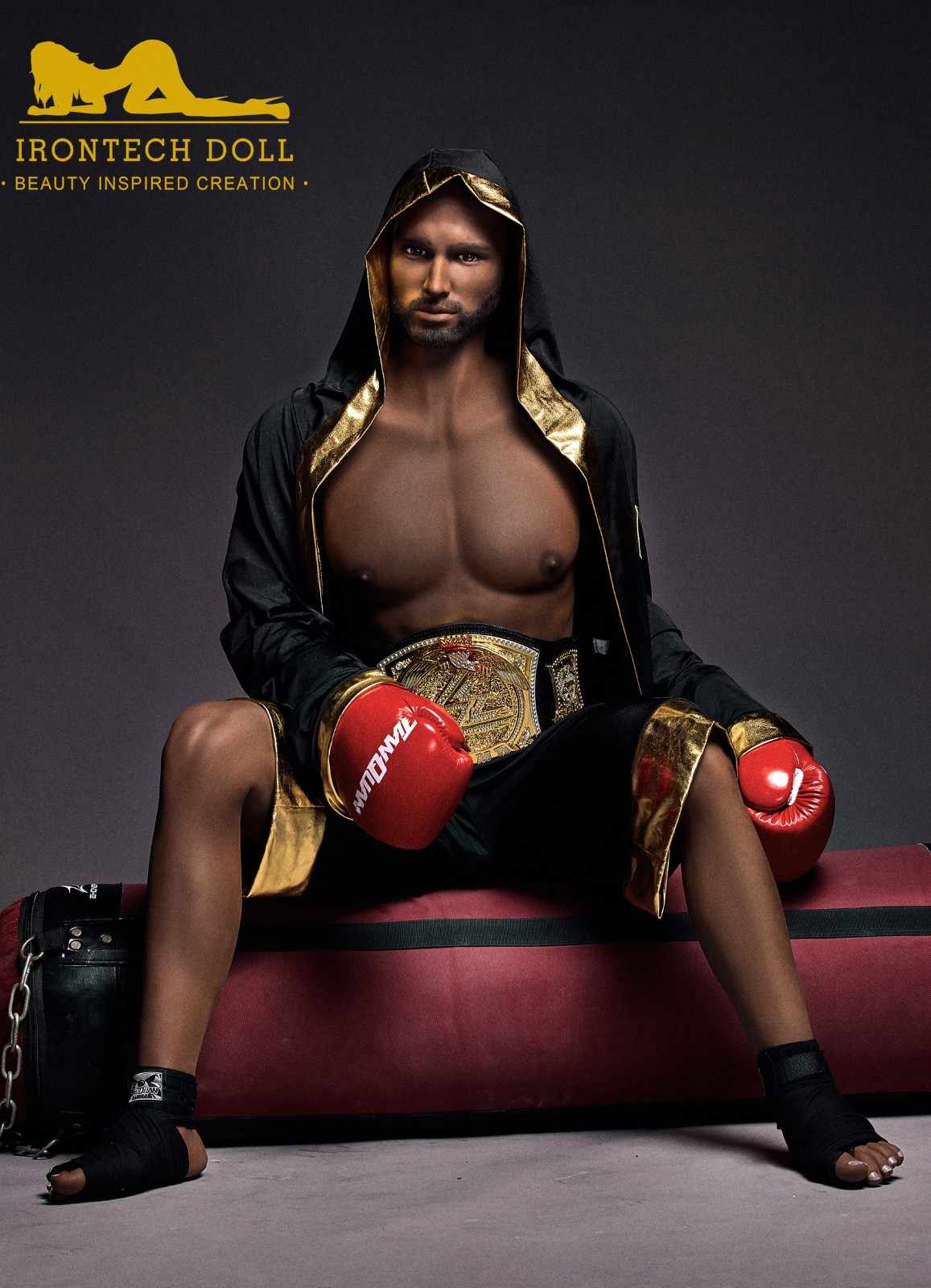 IronTech 175cm (5ft9') Boxing Champion Black Male Sex Doll - Jack