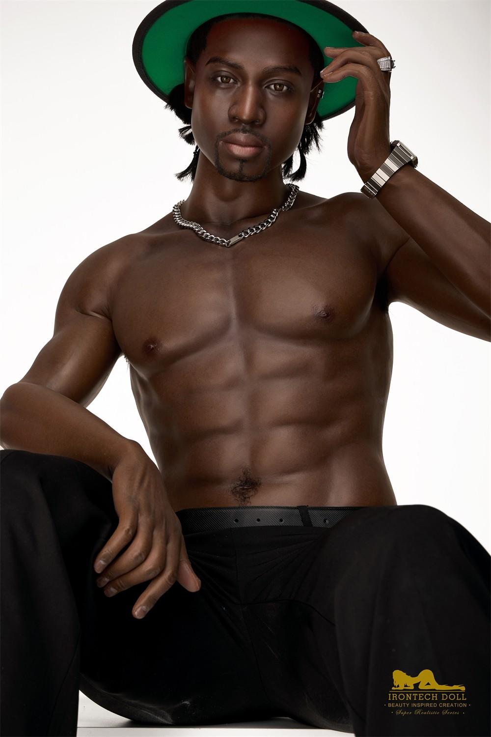 IronTech 176cm (5ft7') Ebony Fantasy Muscular Build Silicone Male Sex Doll - James