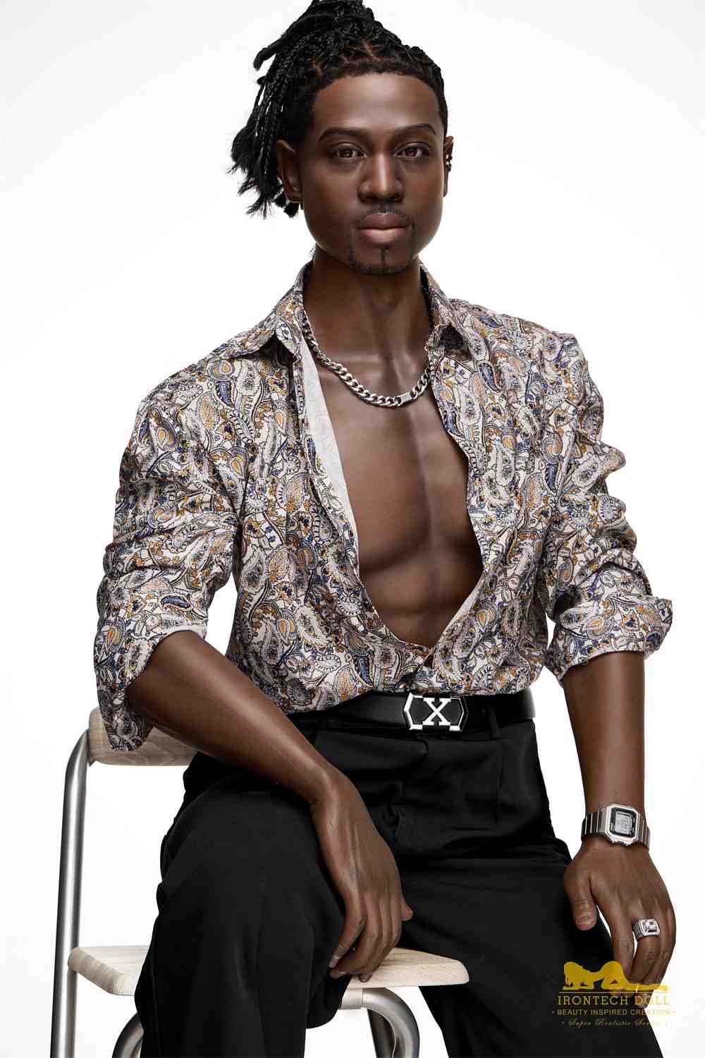 IronTech 176cm (5ft7') Ebony Fantasy Muscular Build Silicone Male Sex Doll - James