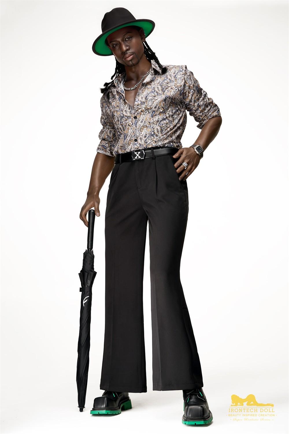 IronTech 176cm (5ft7') Ebony Fantasy Muscular Build Silicone Male Sex Doll - James