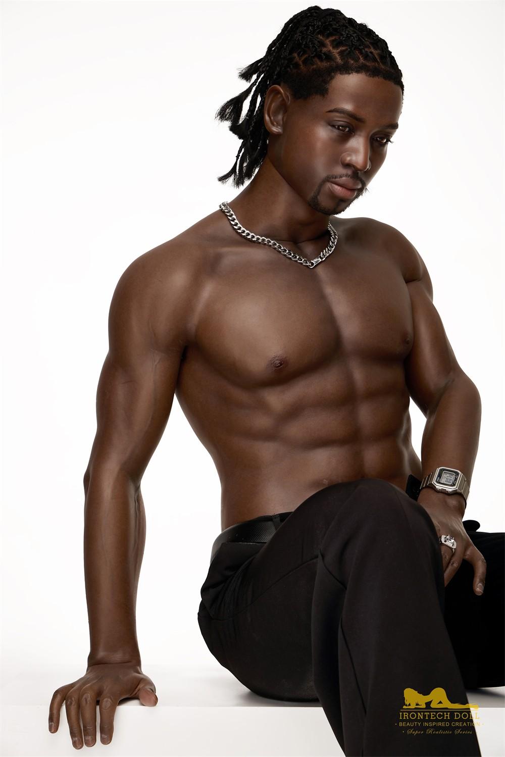 IronTech 176cm (5ft7') Ebony Fantasy Muscular Build Silicone Male Sex Doll - James