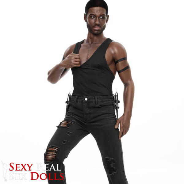 IronTech 176cm (5ft7') Muscular Ebony Fantasy Silicone Male Sex Doll - Bill