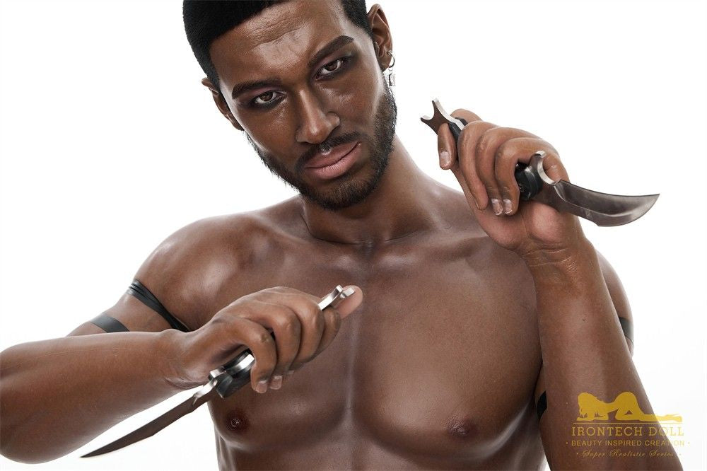 IronTech 176cm (5ft7') Muscular Ebony Fantasy Silicone Male Sex Doll - Bill