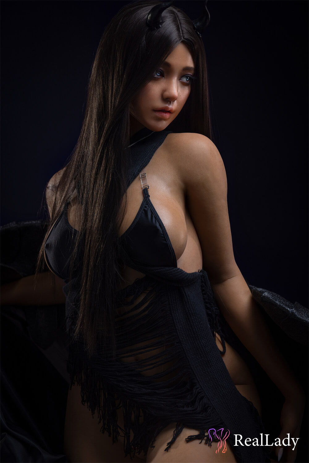 Real Lady Doll 170cm (5ft7") D-Cup Black Angel Silicone Sex Doll - Eileen