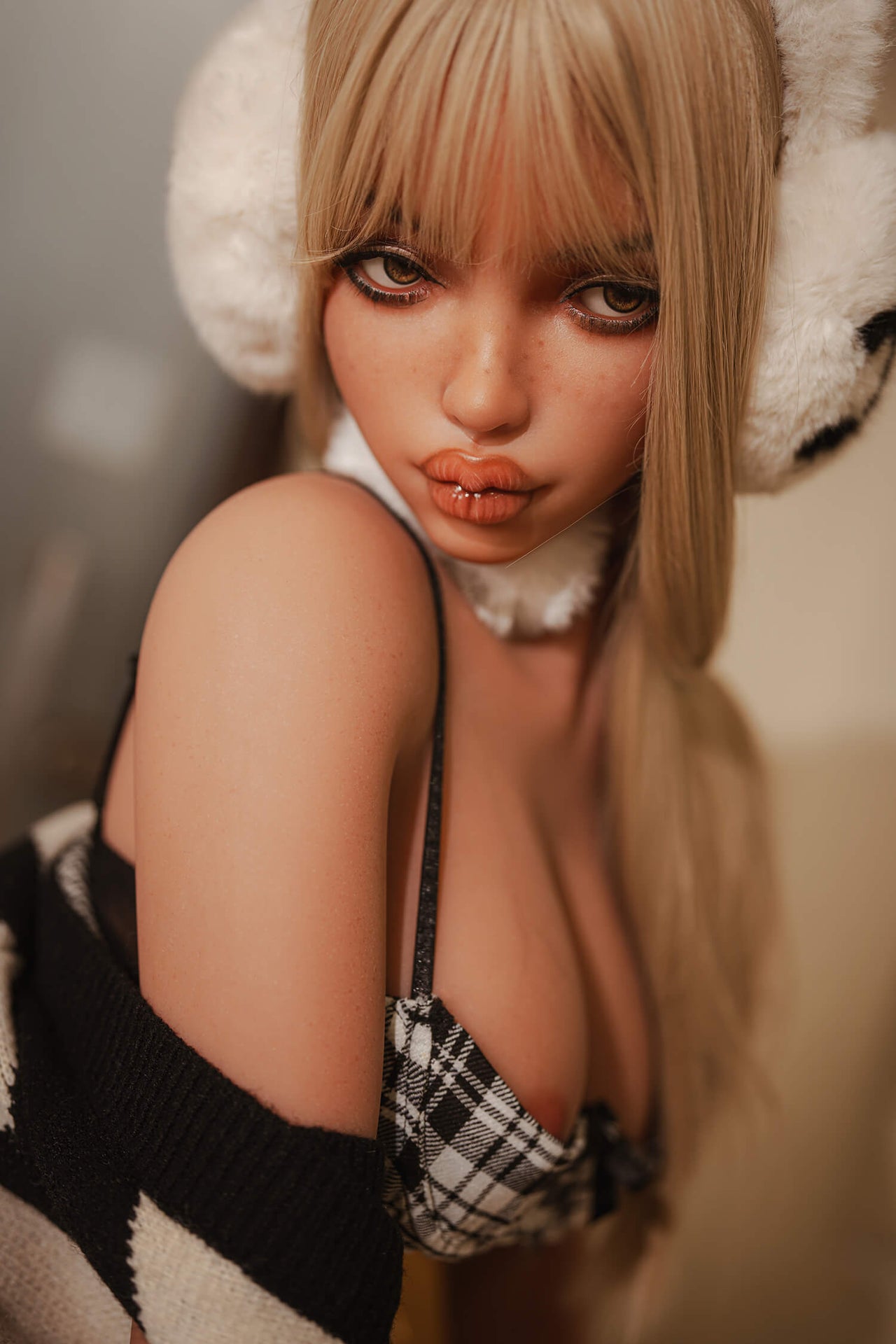 Rosretty 152cm (4ft9") Blonde with Sexy Lips Hybrid Sex Doll - C-Cup - Ninie